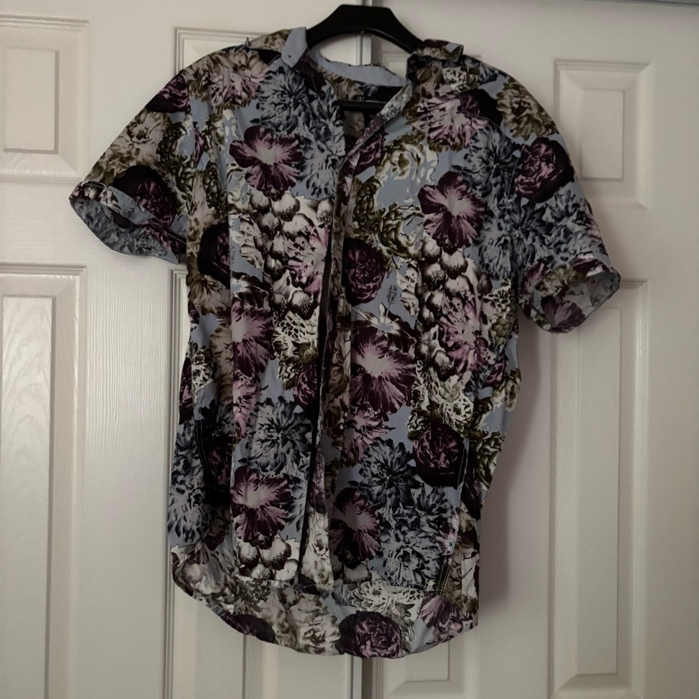 INC International Concepts Purple and Green Floral Men's Shirt